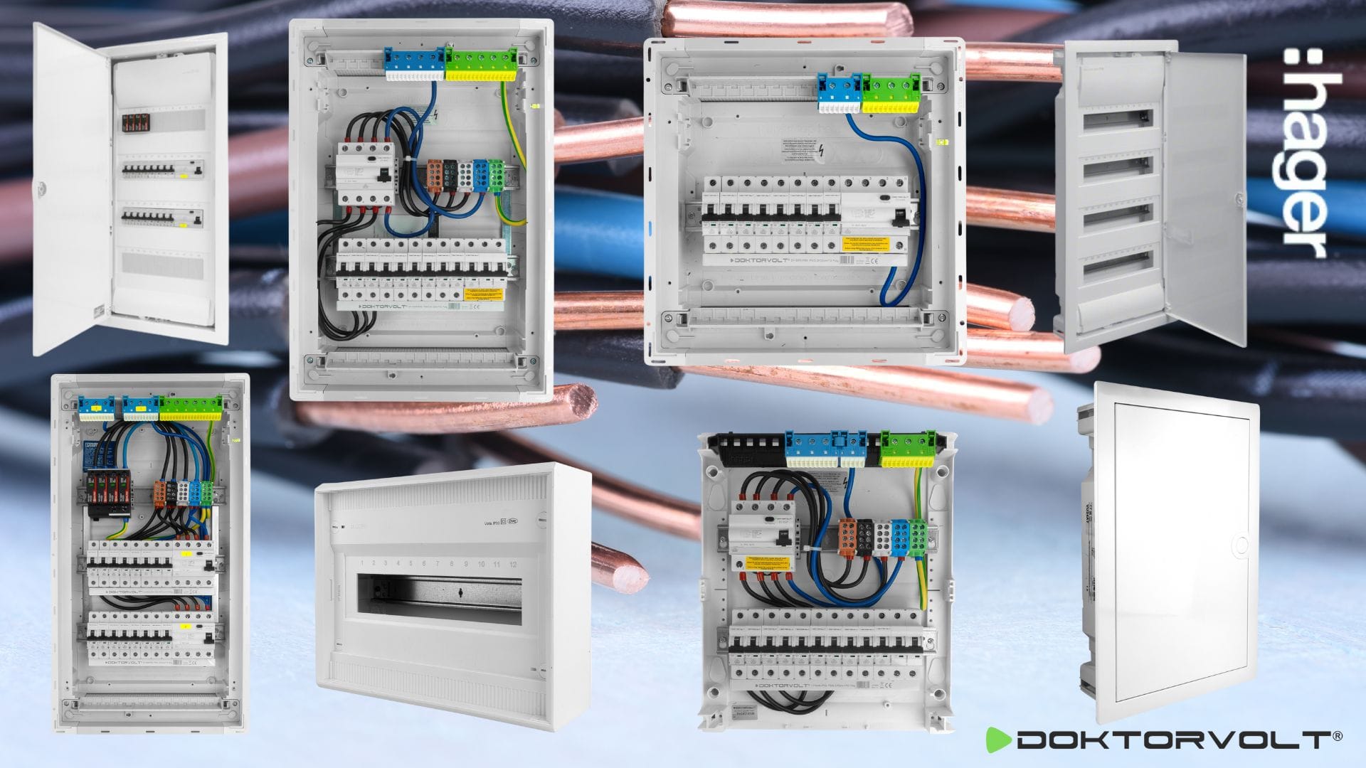 Hager distribution board with modular circuits and clean wiring