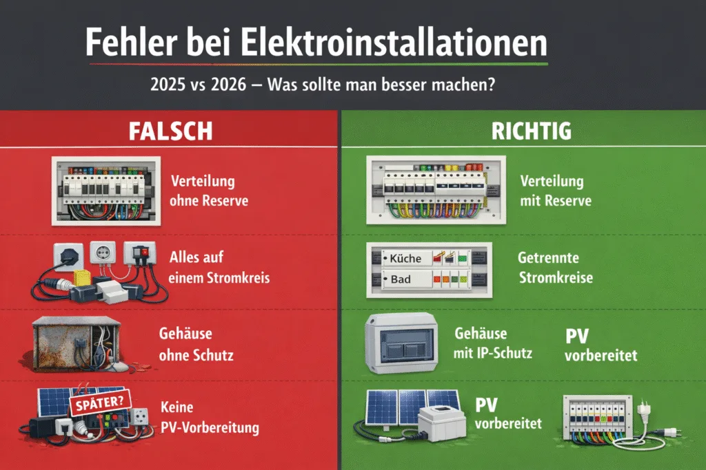 Die häufigsten Fehler bei Elektroinstallationen 2025 – was man 2026 nicht wiederholen sollte