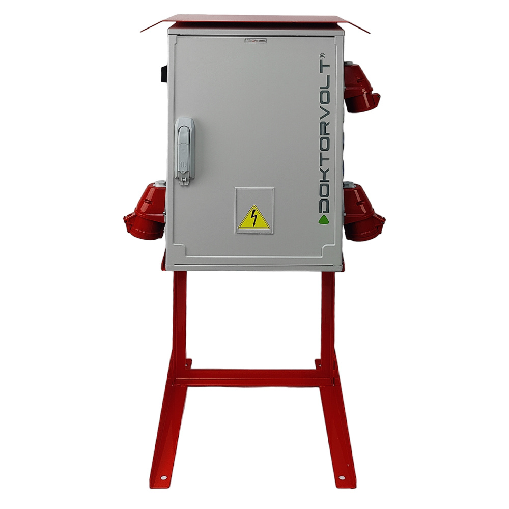 Baustromverteiler auf Ständer OS-S/FI SET tragbar mit Steckdosen 2x32A 1x16A CEE MENNEKES 8x230V Schuko Stromverteiler für Baustellen Stromkasten mit Schutz Doktorvolt DV-8379-D – Bild 4