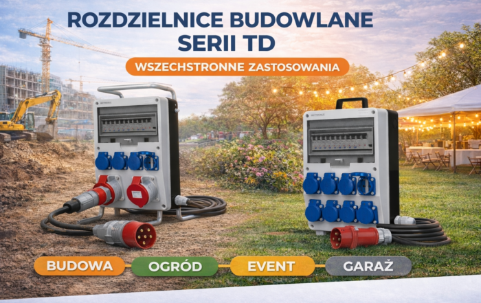 Rozdzielnica budowlana z serii TD Doktorvolt® z gniazdami 230V i 400V