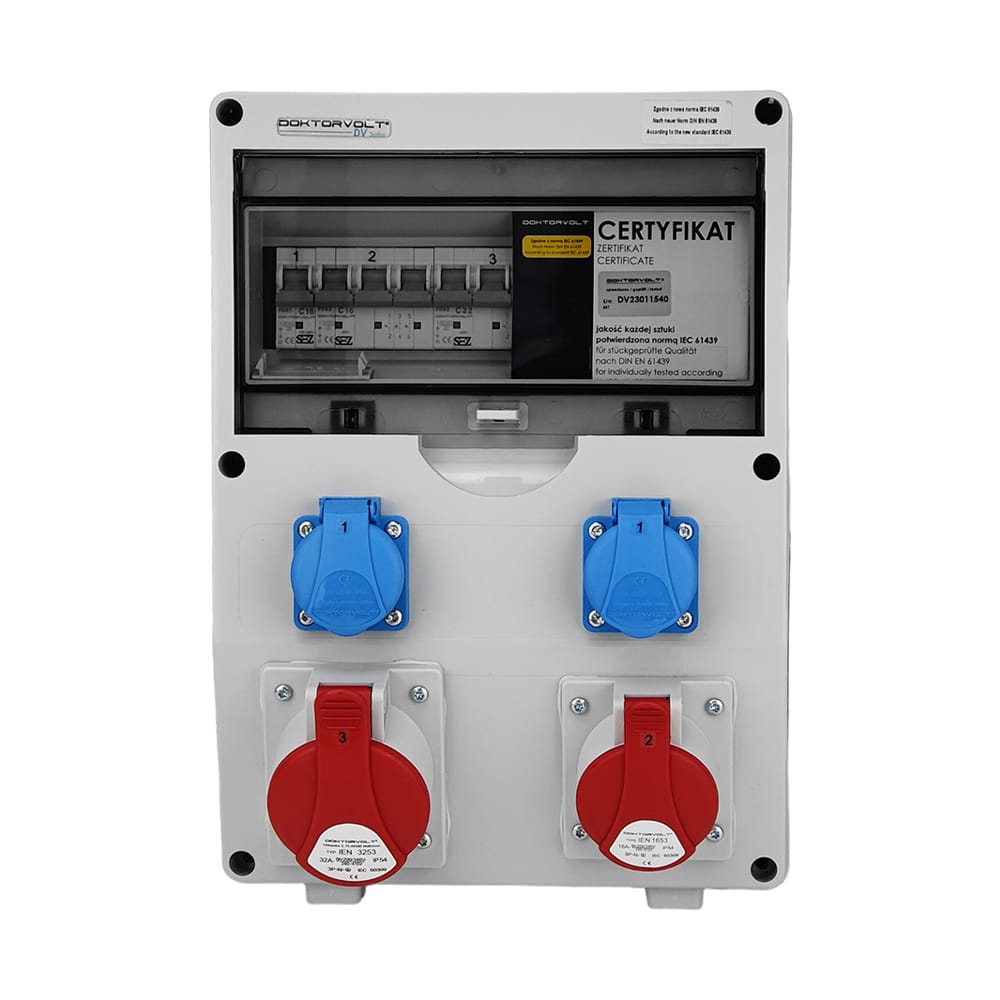 Rozdzielnica budowlana DV-S/FI 32A 16A 2x230V IP54 Schuko Doktorvolt® 1776 - obrazek 2