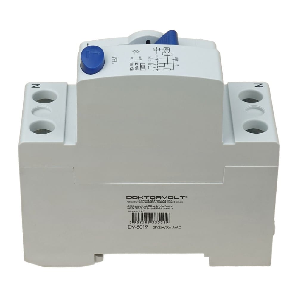Wyłącznik różnicowoprądowy 2P 25A 30mA typ AC Doktorvolt 5019 - obrazek 2