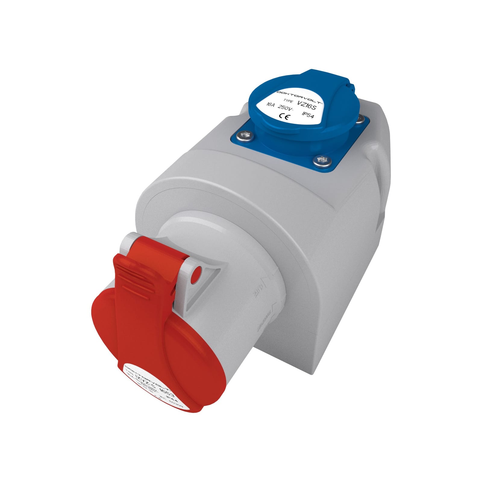 Gniazdo natynkowe siłowe 16A/5P + 230V/16A IZVZ-S 1653 DV 6352 - obrazek 2