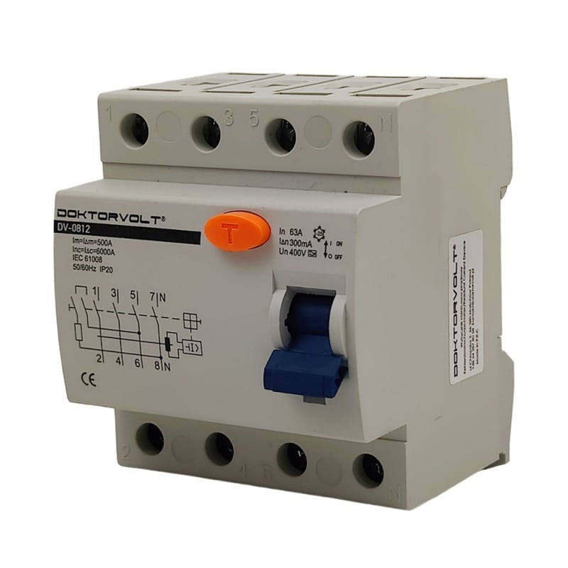 Wyłącznik różnicowoprądowy Typ A Doktorvolt 300mA 63A 4P RCD 0812 - obrazek 2