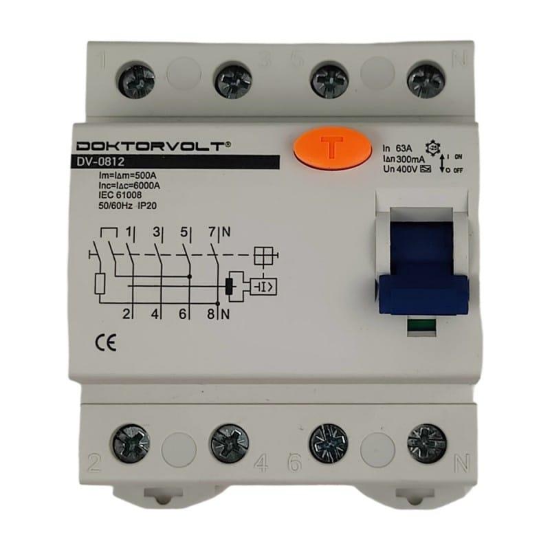 Wyłącznik różnicowoprądowy Typ A Doktorvolt 300mA 63A 4P RCD 0812 - obrazek 3