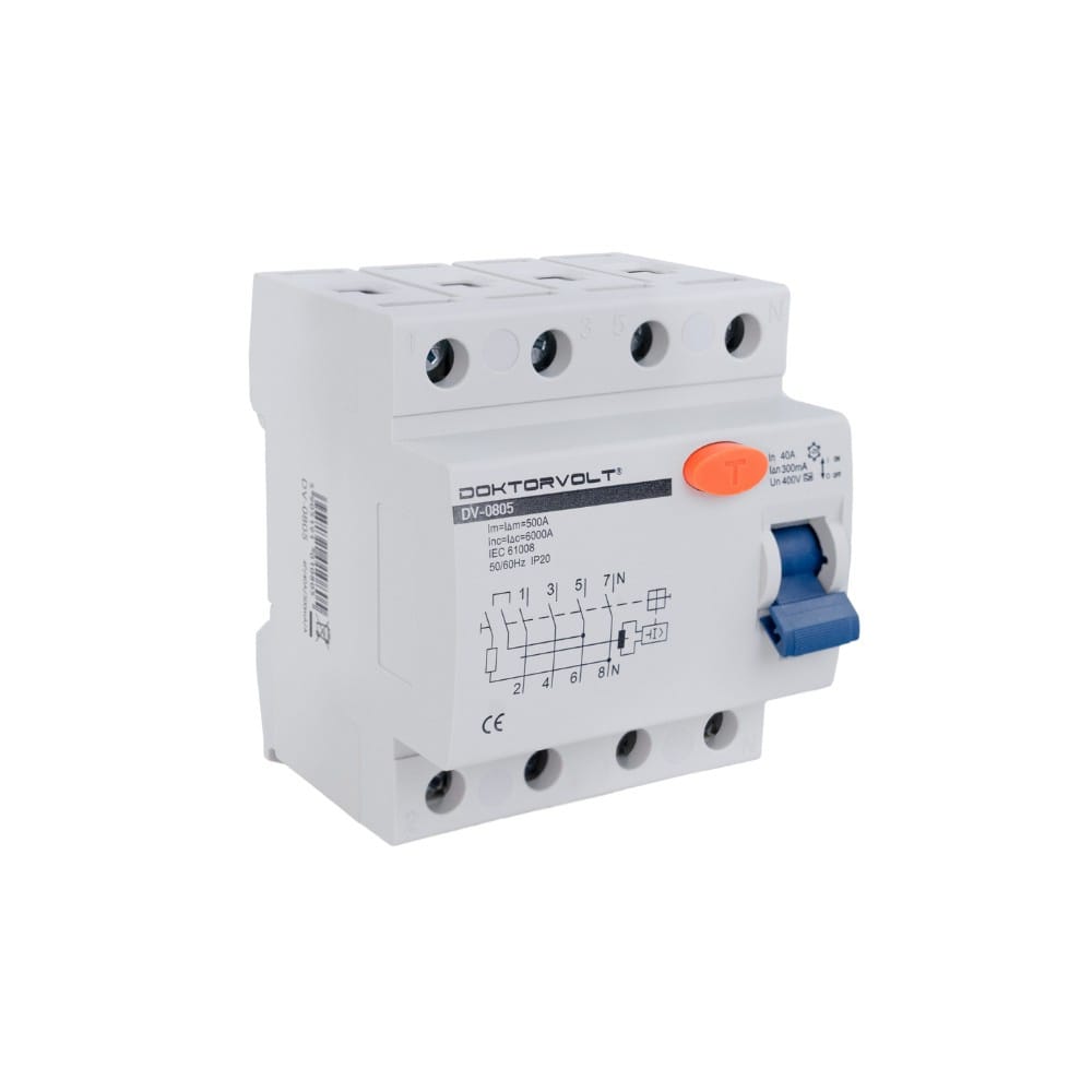 Wyłącznik różnicowoprądowy Typ A 300mA 40A 4P RCD Doktorvolt 0805