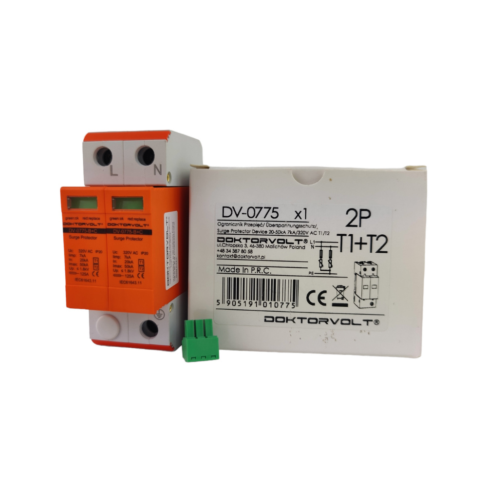 Ogranicznik przepięć ochronnik 2P 320V AC T1 T2 Doktorvolt 0775 - obrazek 3