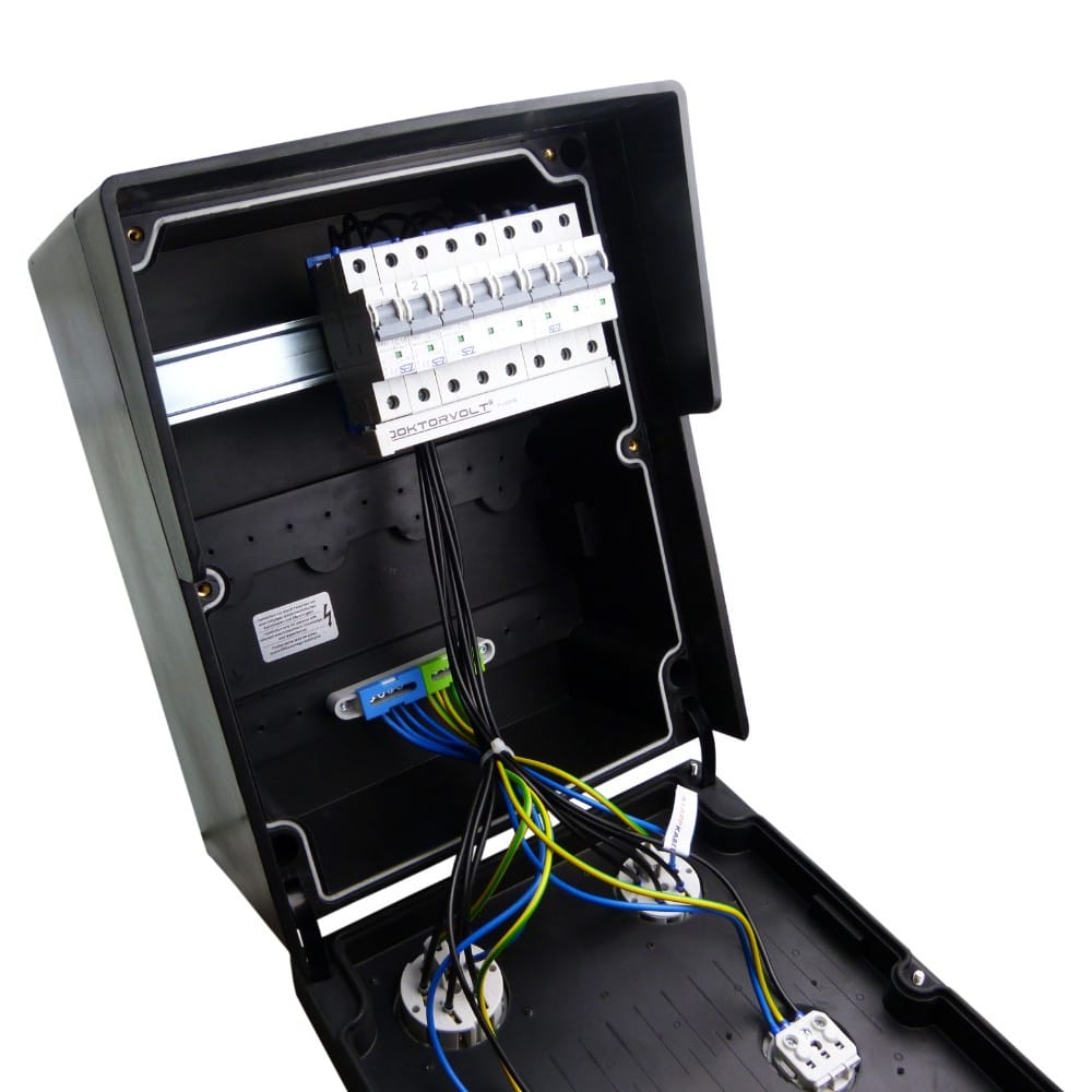 Rozdzielnica budowlana HD-S IP67 32A/5P 16A/5P 2x230V Schuko gumowa Doktorvolt 9542 - Image 3