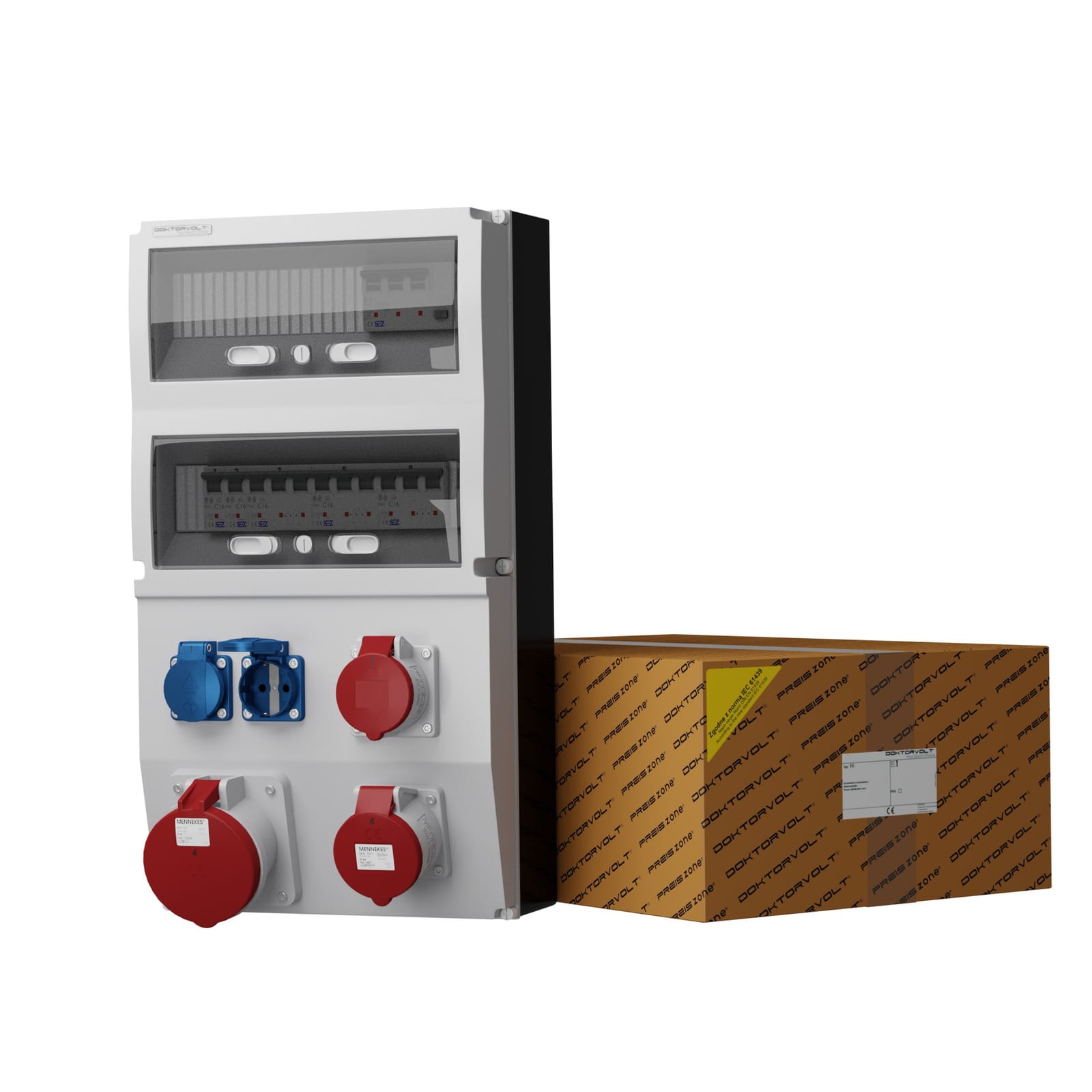 Stromverteiler eXT-S/FI 63A 32A 16A 2x230V franz/belg System Doktorvolt® DV-0854-F