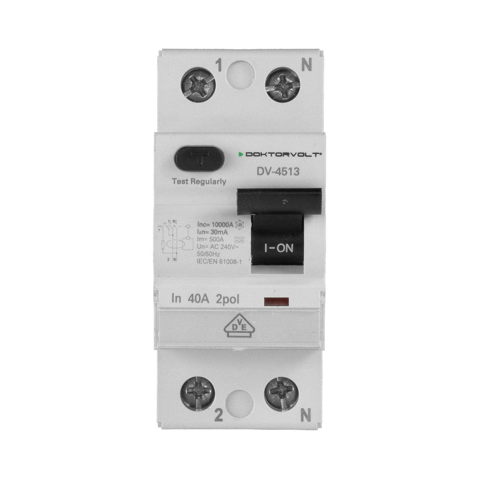 Fehlerstromschutzschalter RCCB 10kA 2P 40A 30mA typ A Doktorvolt VDE FI-Schalter DV-4513 – Bild 3