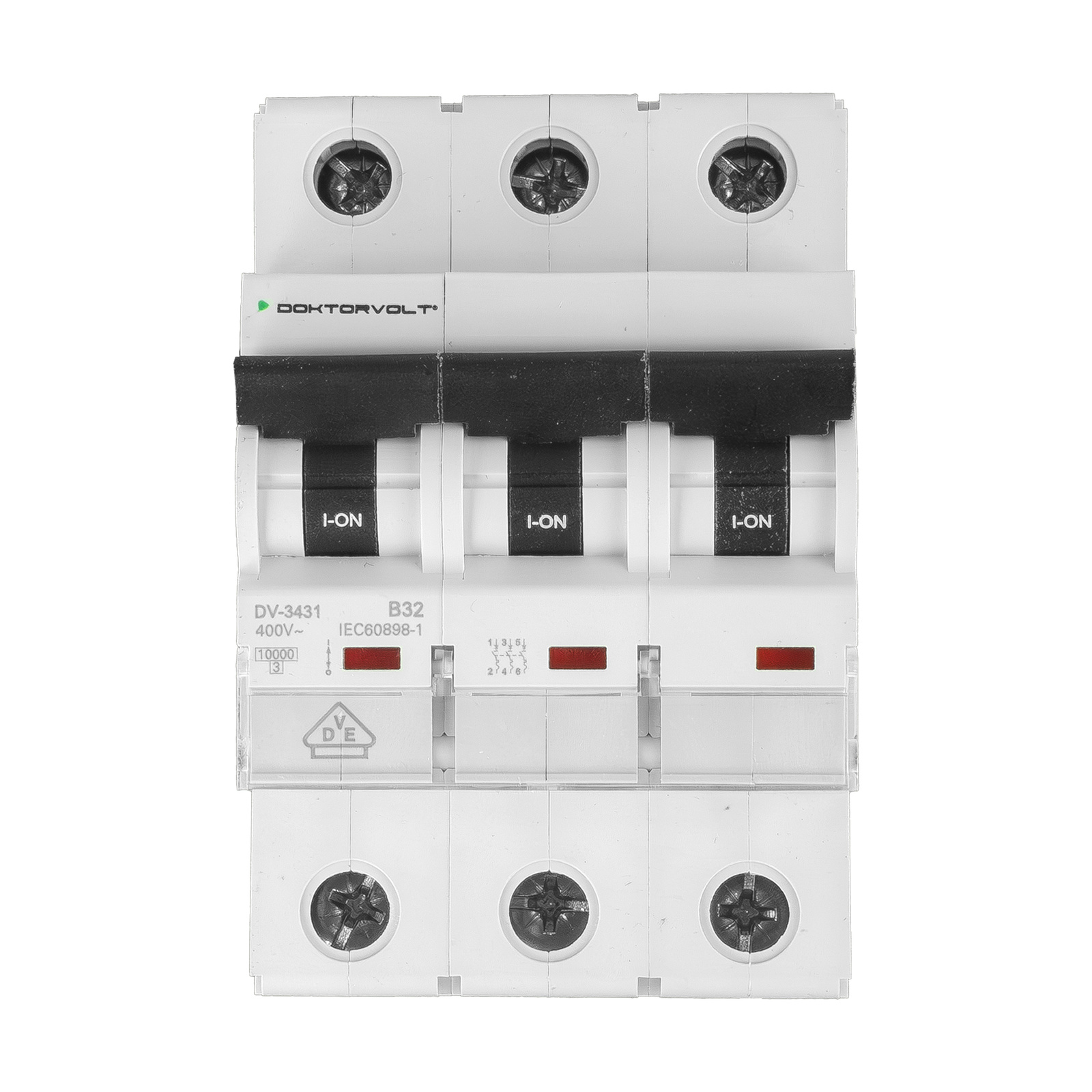 Wyłącznik nadprądowy MCB 10kA 3P 32A VDE B32A Doktorvolt DV-3431 - Image 2