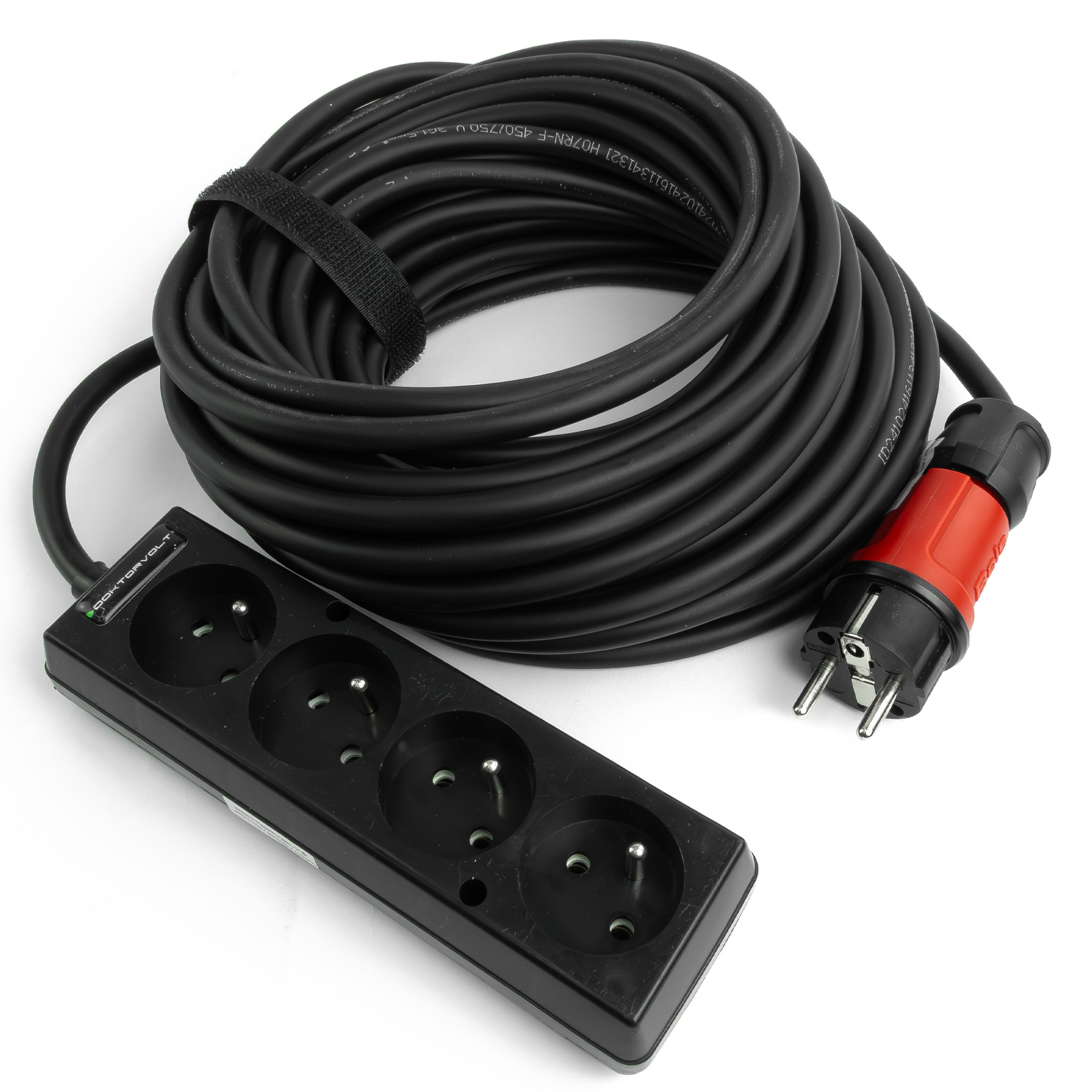 Przedłużacz elektryczny 4-krotny 15m listwa zasilająca 4 gniazda 3x1,5mm2 czarny Doktorvolt DV-4940-F