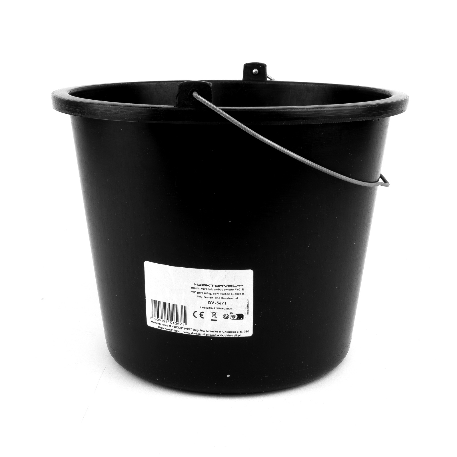 Wiadro budowlane 12L ogrodnicze gospodarcze PVC plastikowe czarne na zaprawę wodę Doktorvolt