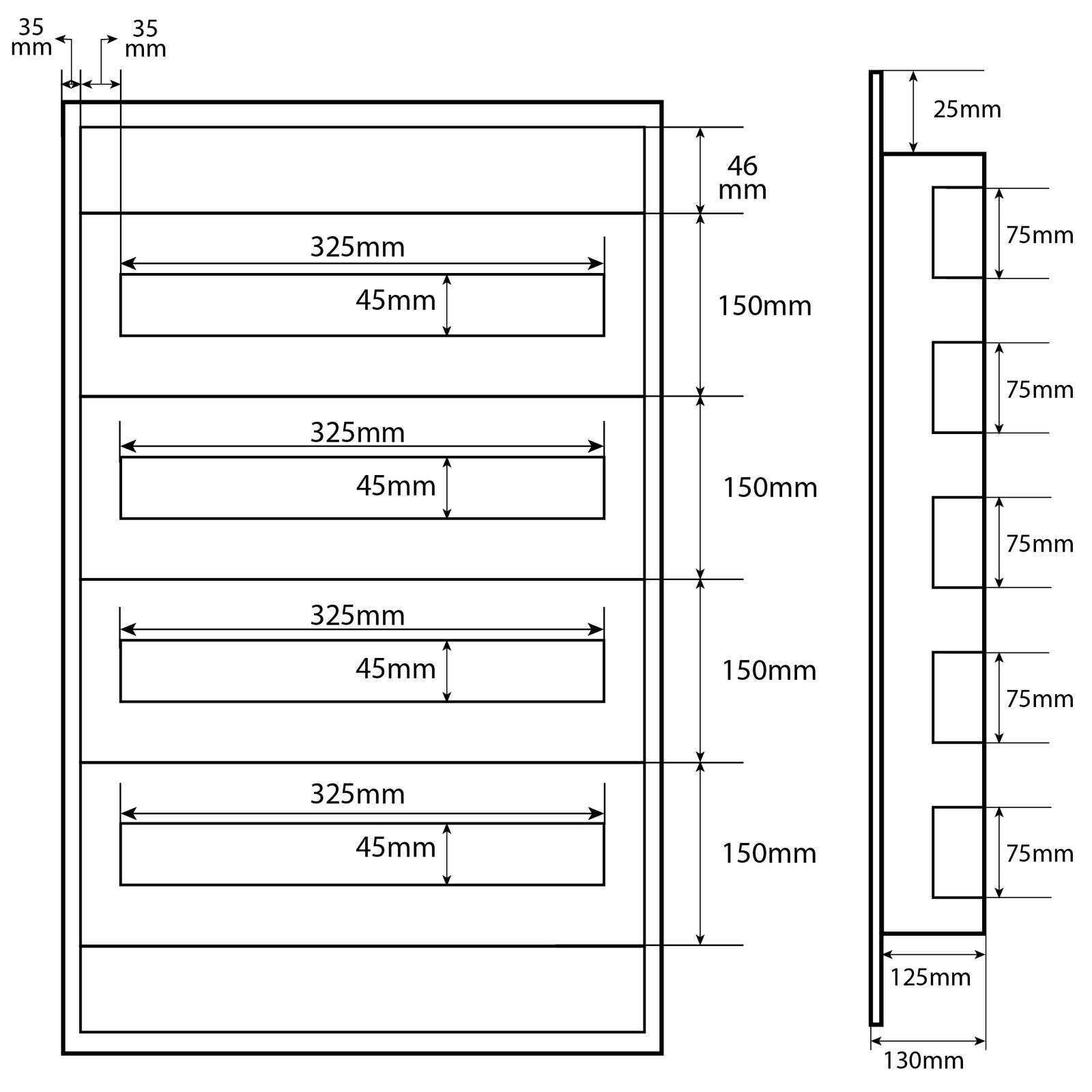 Doktorvolt Verteilerkasten Unterputz Sicherungskasten aus Metall 72 Module 4-reihig IP30 MP72/4/18 – Bild 3