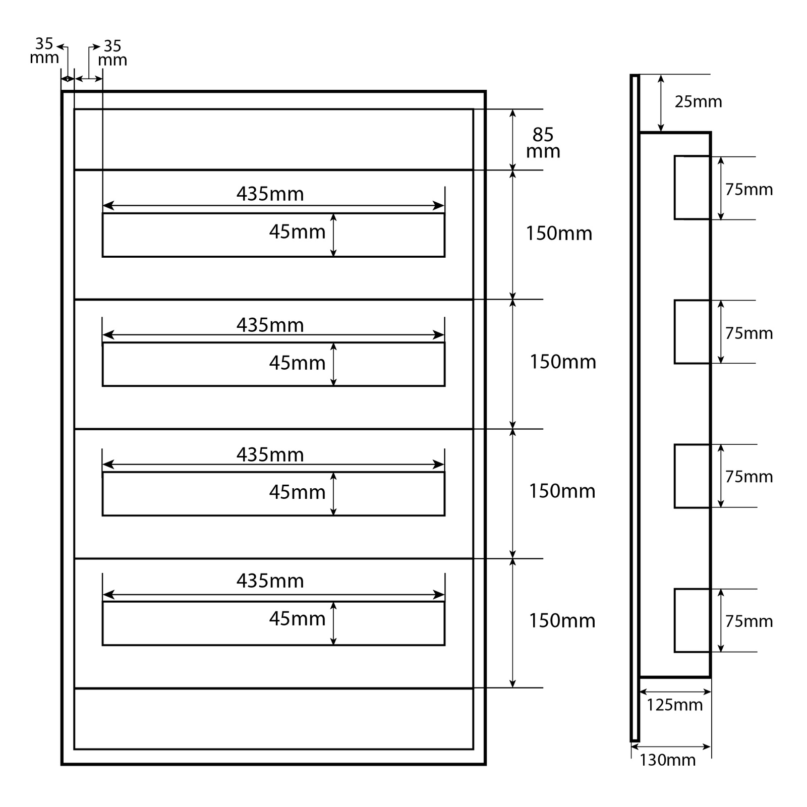Doktorvolt Rozdzielnica podtynkowa 4x24 modułowa metalowa 4x24 IP30 1659 - Image 3