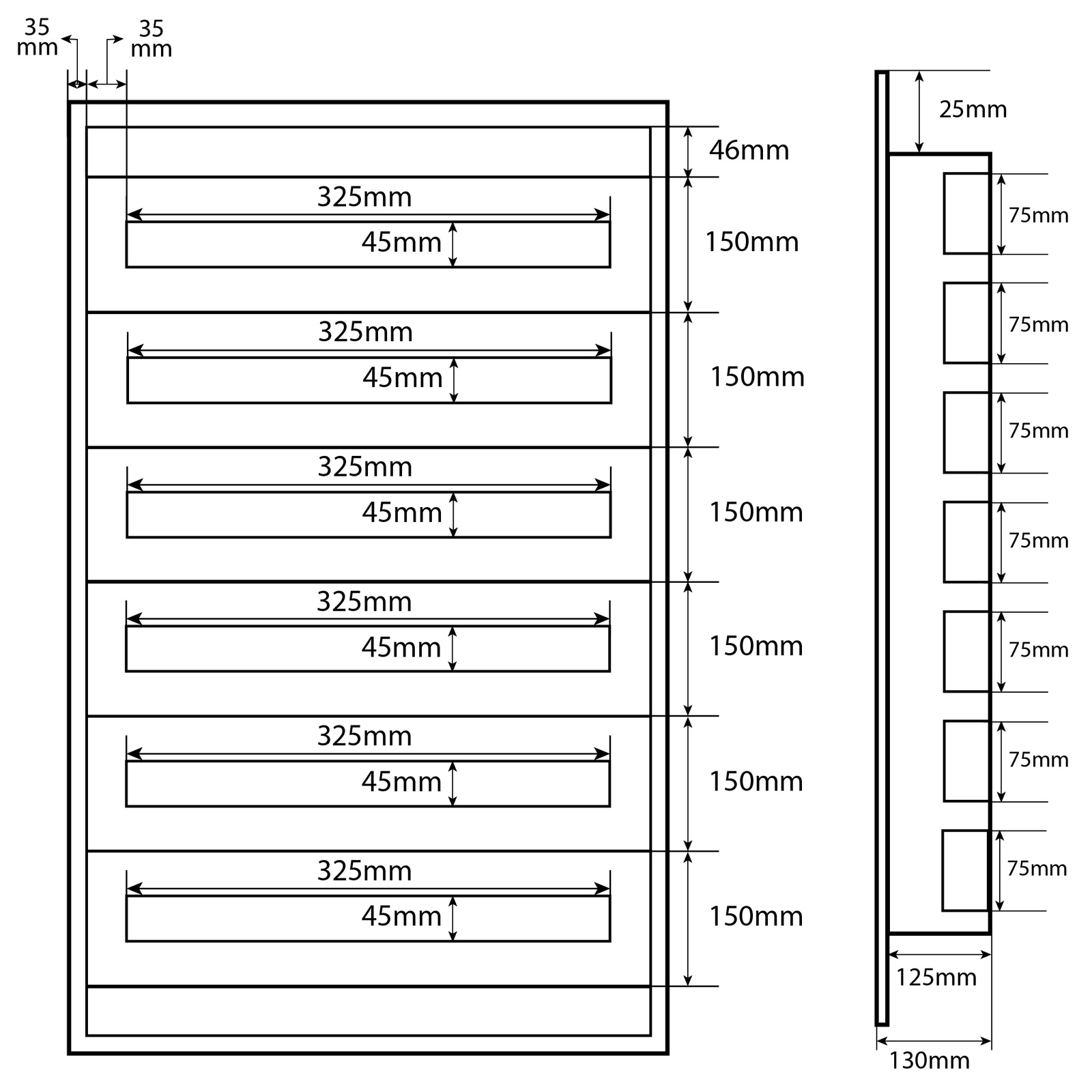 Doktorvolt Rozdzielnica podtynkowa 6x18 skrzynka elektryczna modułowa metalowa IP30 1628 - obrazek 3