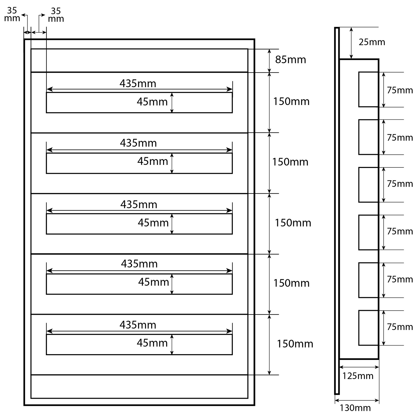 Doktorvolt Verteilerkasten Unterputz Sicherungskasten aus Metall 120 Module 5-reihig IP30 MP120/5/24 – Bild 3