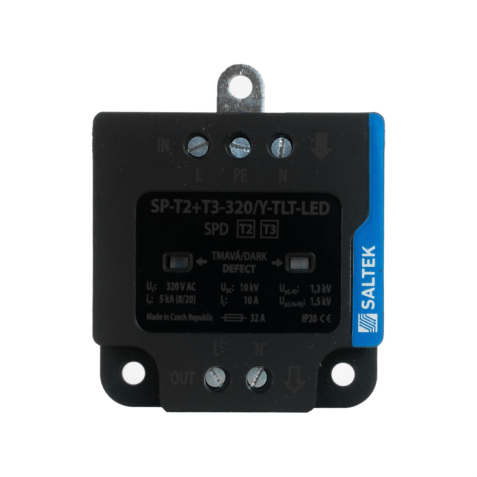 Ogranicznik przepięć T2+T3 SP-T2+T3-320/Y-TLT-LED 230V 10A chronnik przepięciowy Saltek A06244 - Image 2