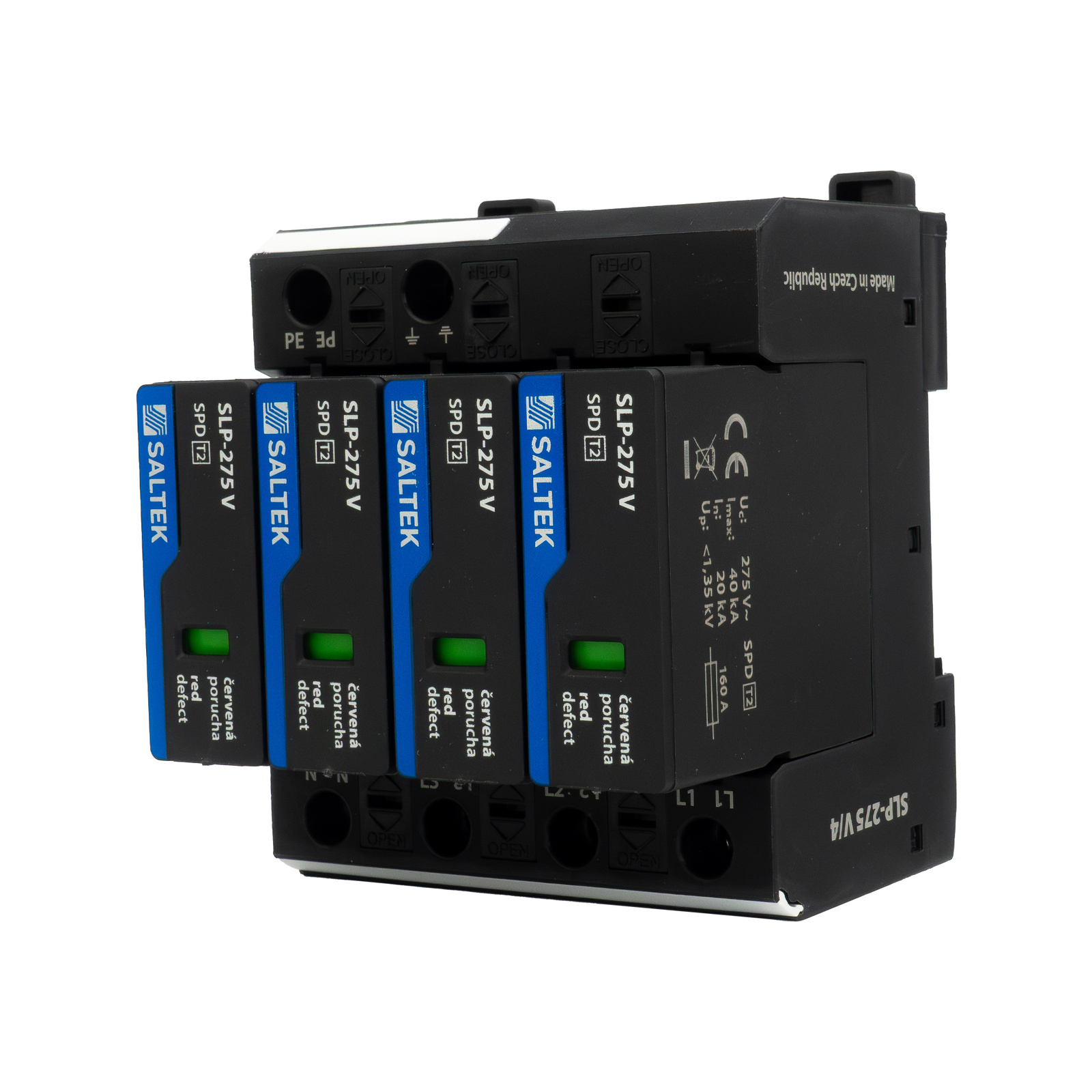 Ogranicznik przepięć typ 2 40kA SLP-275 V/4 do 350V DC szyna DIN warystorowy ochronnik przepięciowy dla niskiego napięcia - obrazek 3