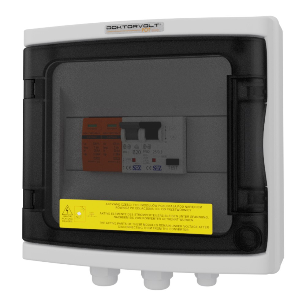 Rozdzielnica PV Fotowoltaiczna Solarna AC 1F B20 25A 300mA T1 T2 Doktorvolt DV-9498-FOT-265-AC