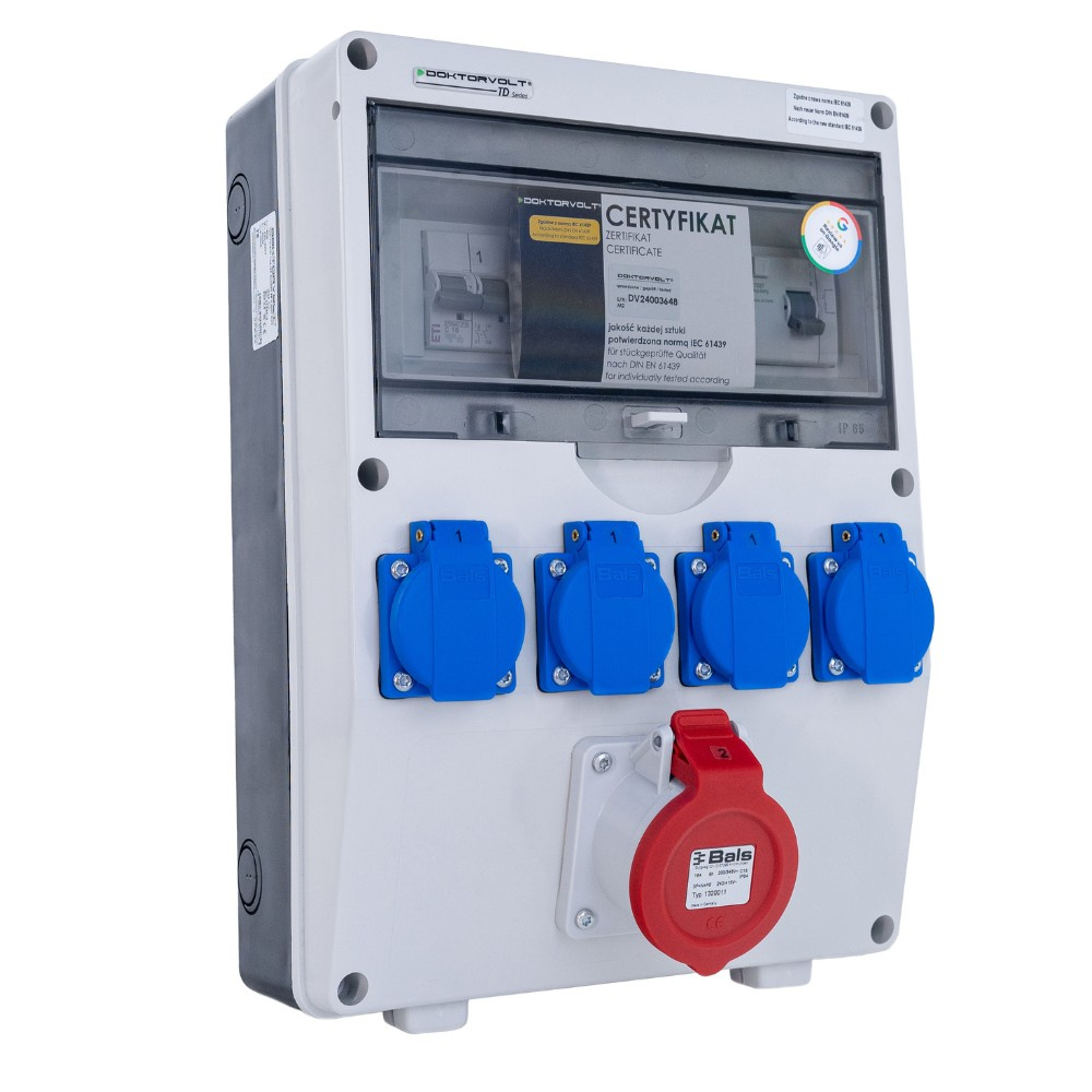 Rozdzielnica TD-S/FI 16A/5P 4x230V FR przycisk bezpieczeństwa DV-1482-F - Image 2