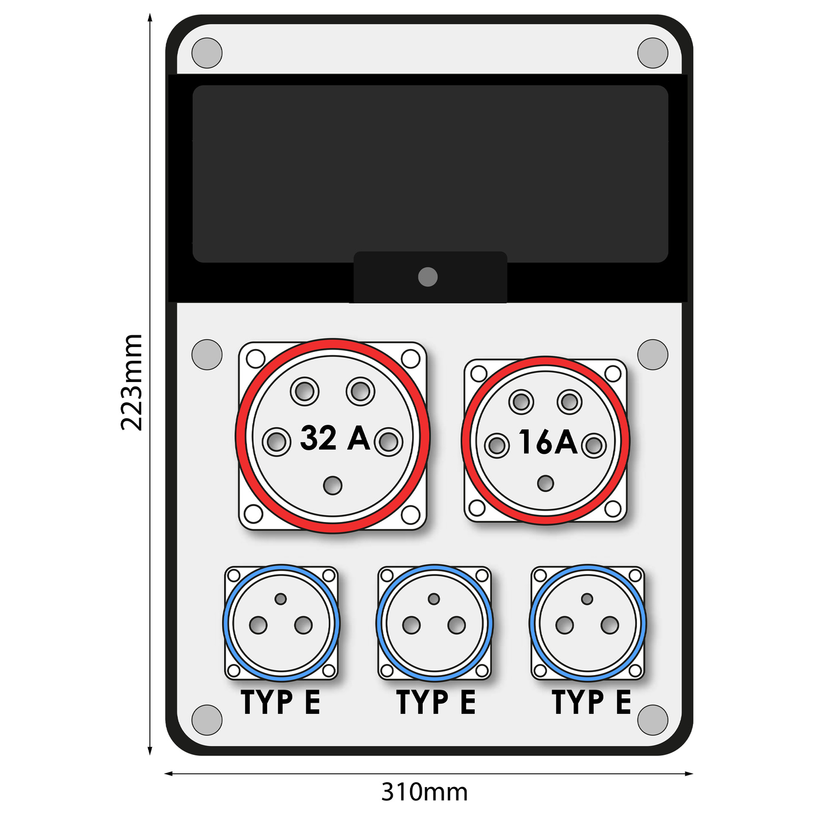 Rozdzielnica budowlana 16A 32A CEE 2x230V erbetka z uchwytem Doktorvolt CAS DV-8102-F - Image 4