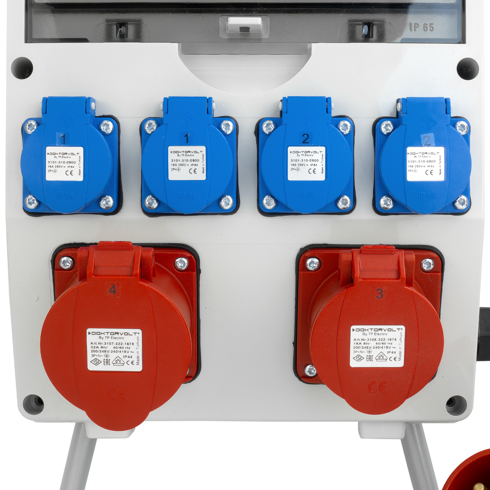 Rozdzielnica budowlana 16A 32A CEE 4x230V na stojaku z wtyczką TGD-S/FI z zabezpieczeniami VDE Doktorvolt DV-6050-D - obrazek 3