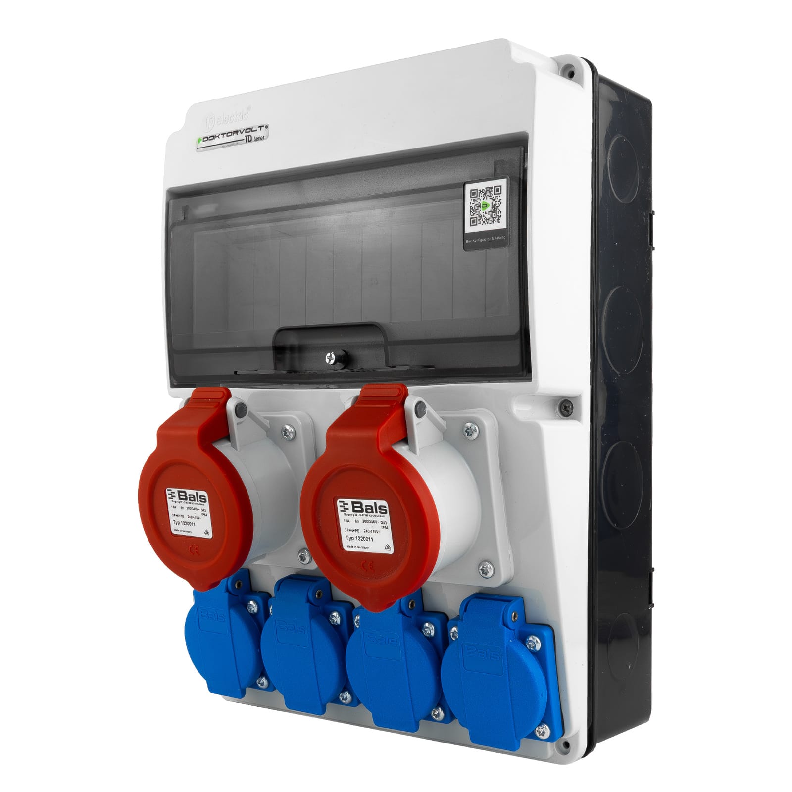 Baustromverteiler 2x16A 4x230V JUN ohne Sicherungen Steckdosen Bals DOKTORVOLT DV-6863-F