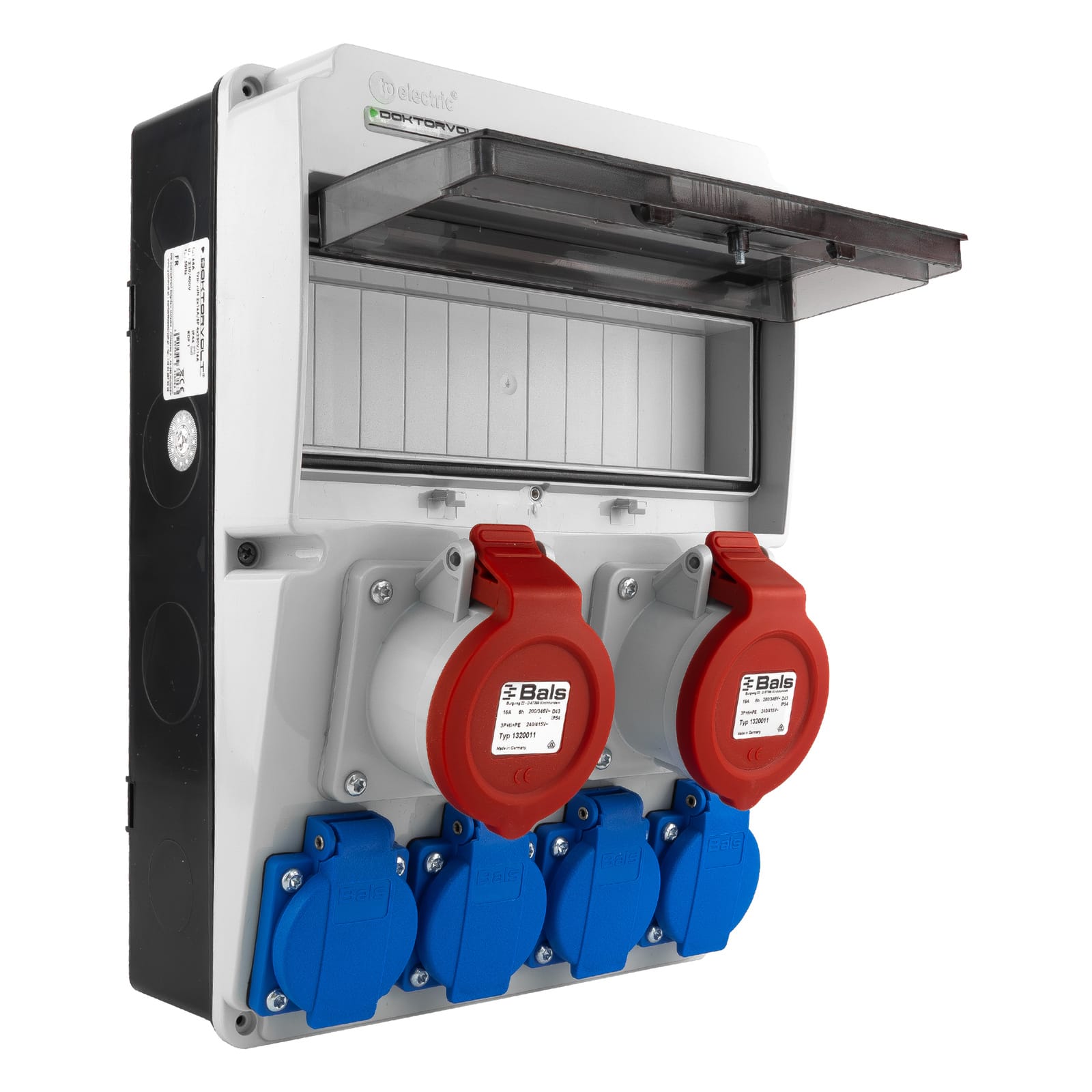 Baustromverteiler 2x16A 4x230V JUN ohne Sicherungen Steckdosen Bals DOKTORVOLT DV-6863-F – Bild 4