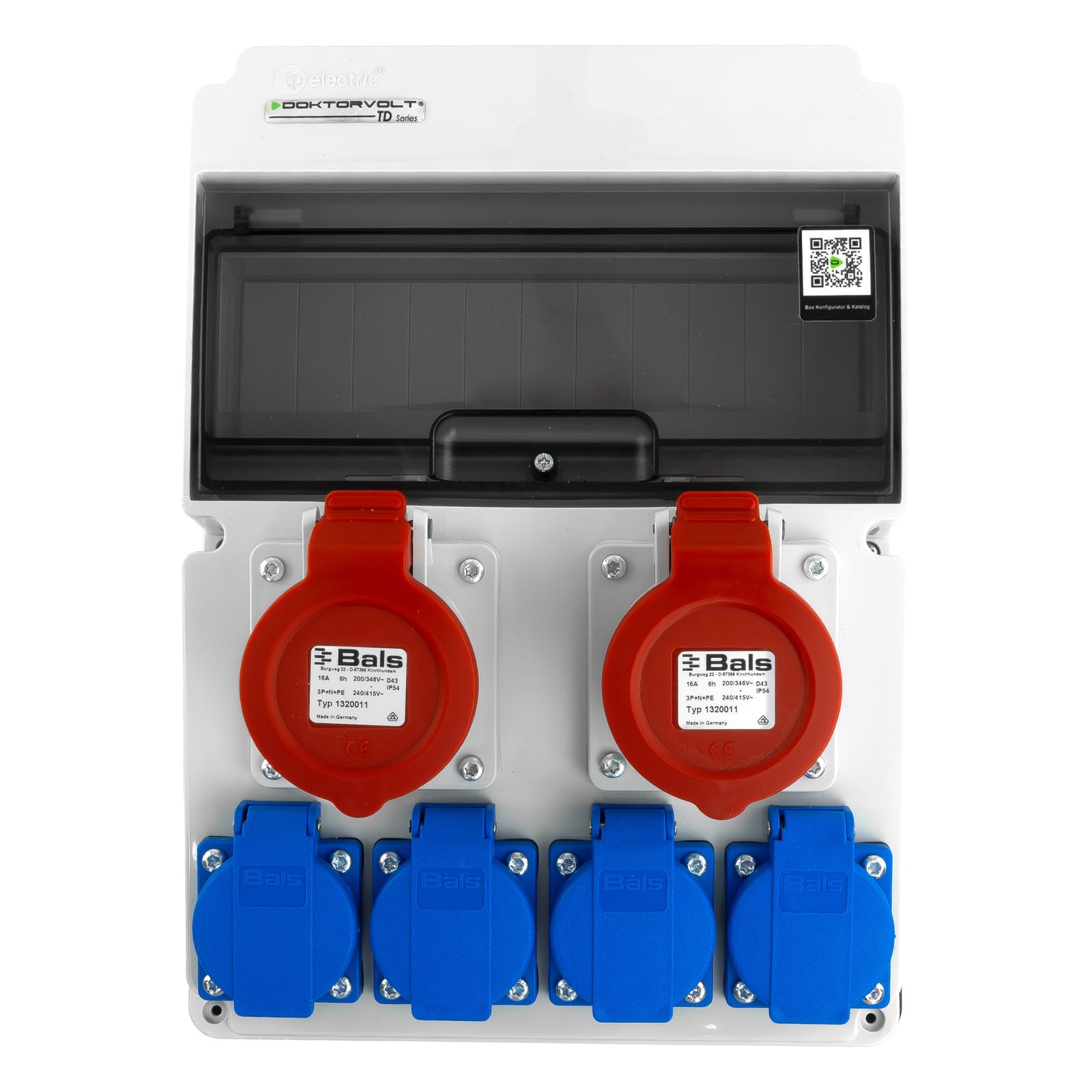 Baustromverteiler 2x16A 4x230V JUN ohne Sicherungen Steckdosen Bals DOKTORVOLT DV-6863-F – Bild 3