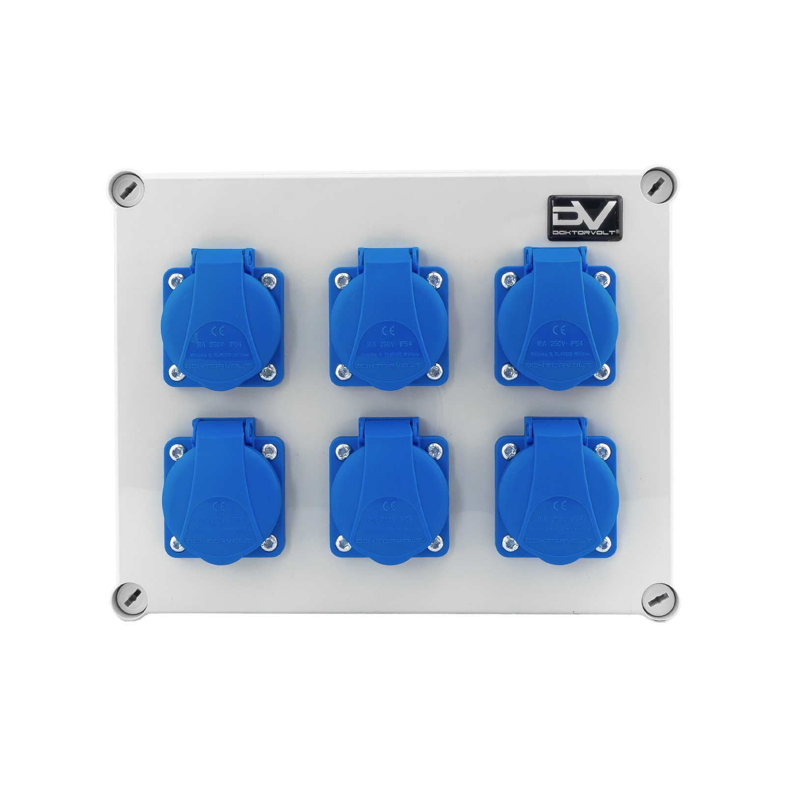 Baustromverteiler 16A 6x230V kompakt Stromverteiler hermetisch IP54 Schuko ohne Sicherungen Doktorvolt DV-0171-F – Bild 2
