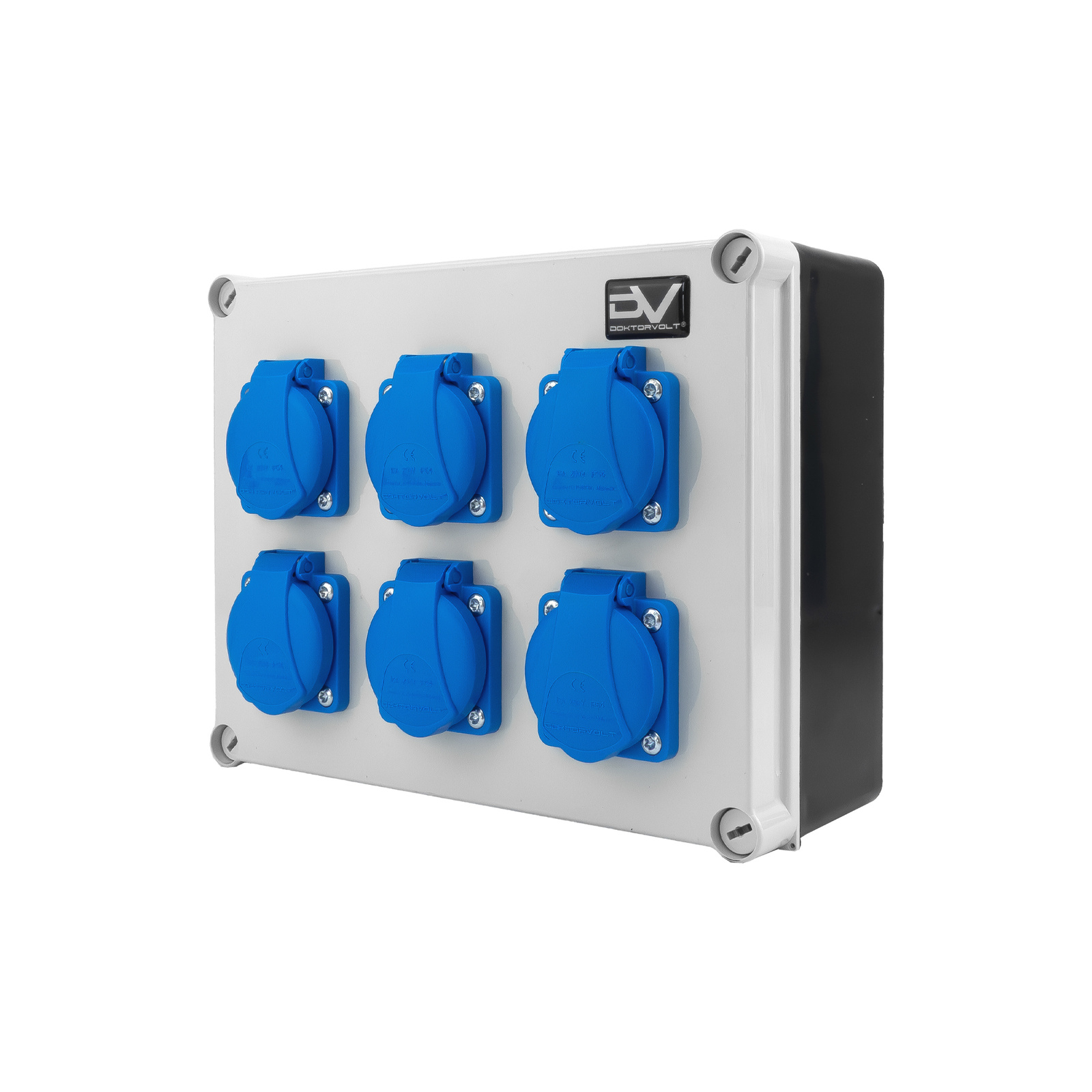Baustromverteiler 16A 6x230V kompakt Stromverteiler hermetisch IP54 Schuko ohne Sicherungen Doktorvolt DV-0171-F – Bild 3