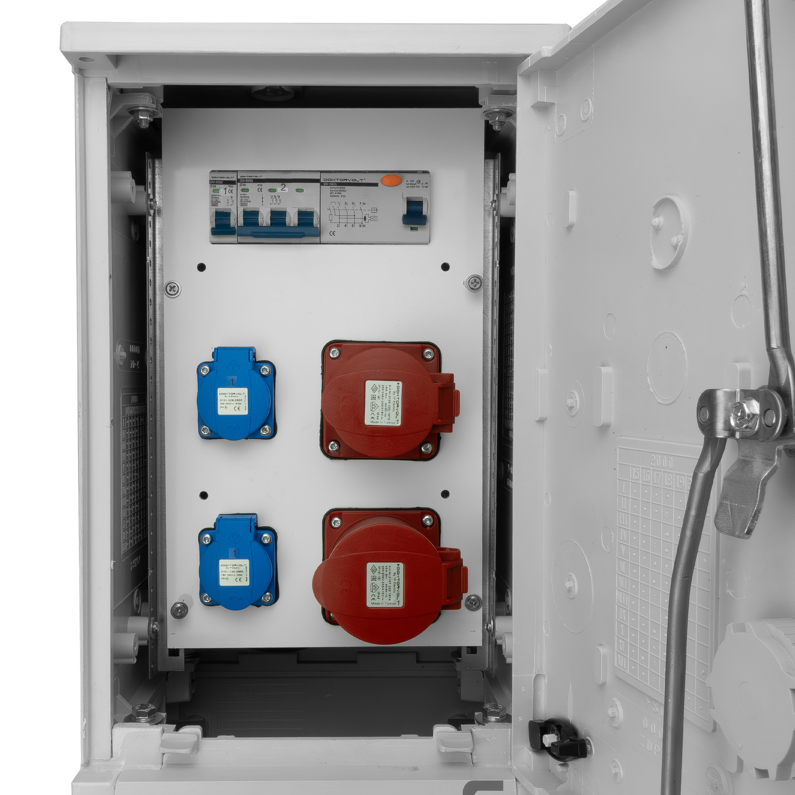 Stromverteiler auf Fundament BV-SFI 16-32A 2x230V Baustromverteiler Verteilersäule IP44 Doktorvolt DV-5039-F – Bild 2