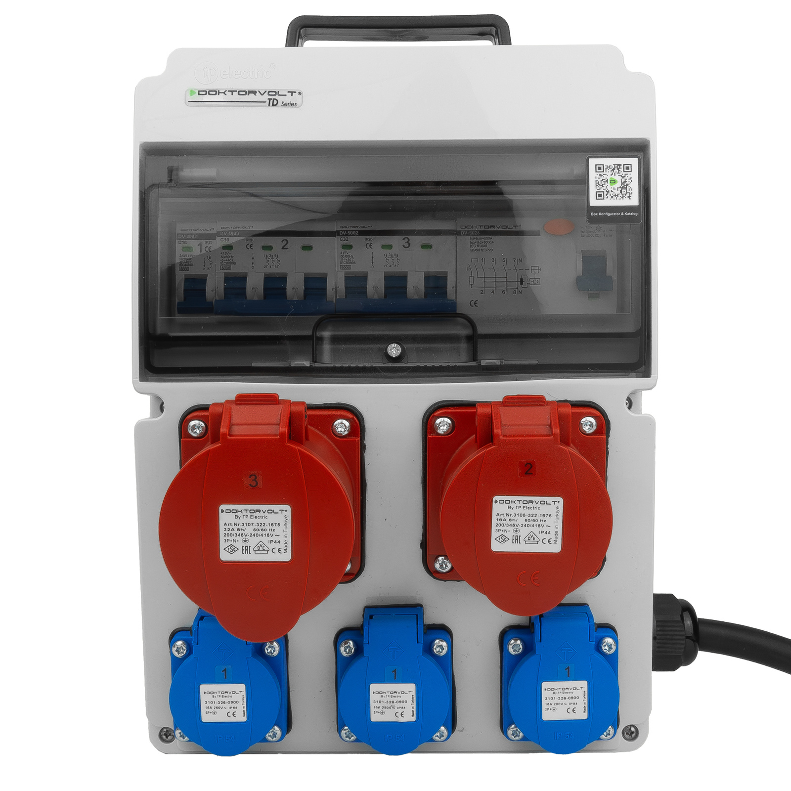 Baustromverteiler CAS 3x230V 32A 16A Doktorvolt DV-8133-F – Bild 2