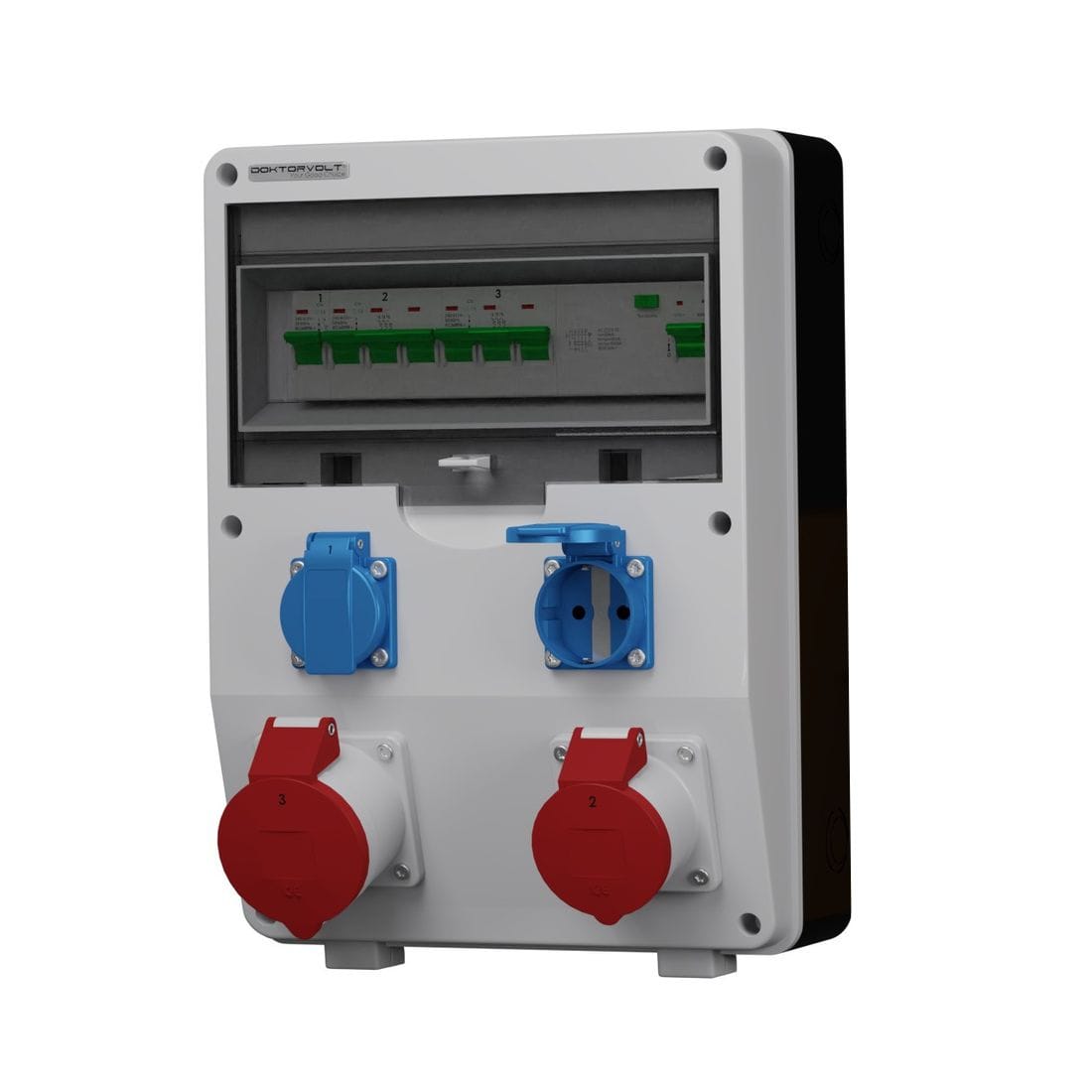 Rozdzielnica budowlana ECO-S/FI 32A 16A 2x230V Schuko Doktorvolt DV-2633-D - obrazek 2