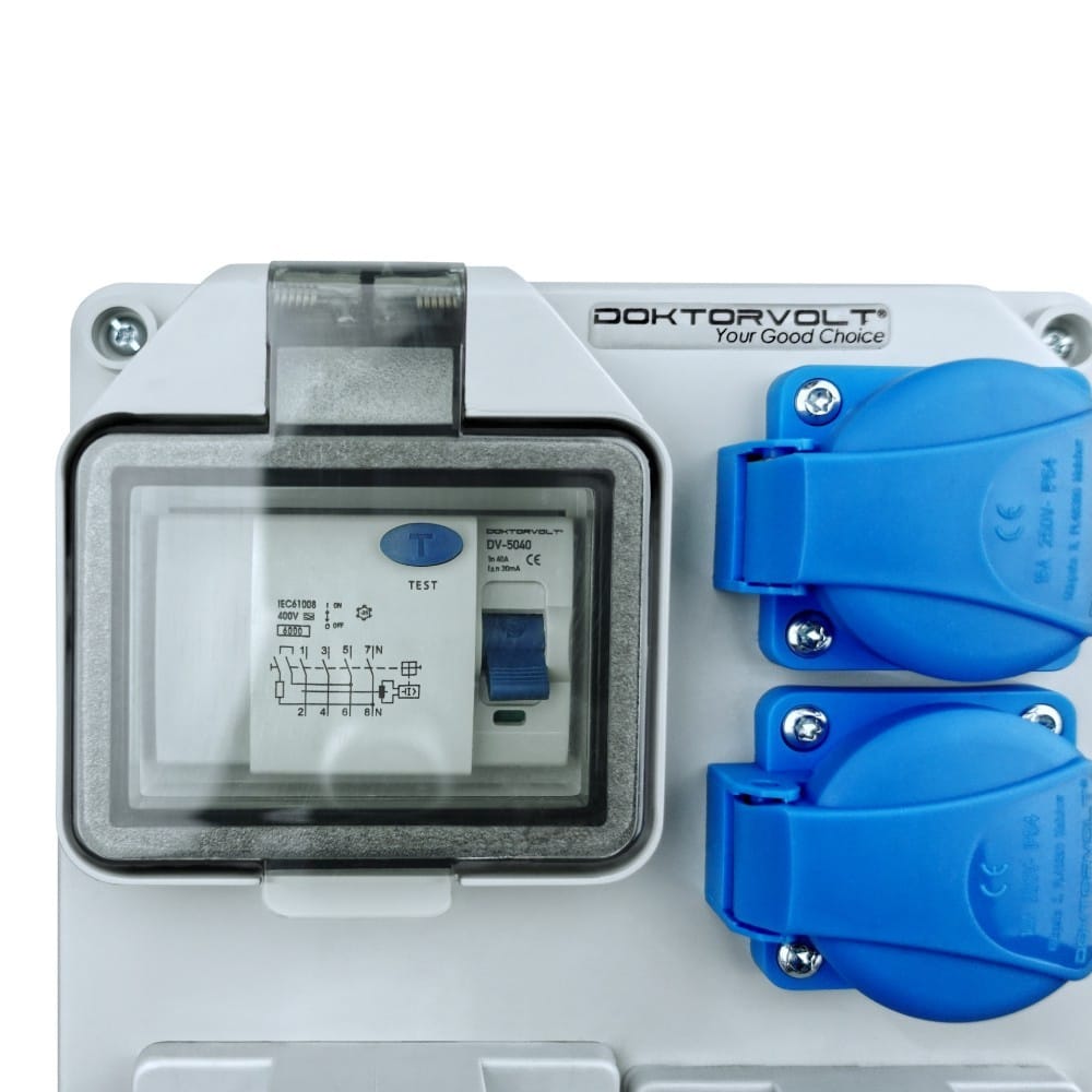 Baustromverteiler FI-Schutzschalter HL-FI 1x16A 1x32A 2x230V Stromverteiler Doktorvolt DV-7242-D – Bild 2