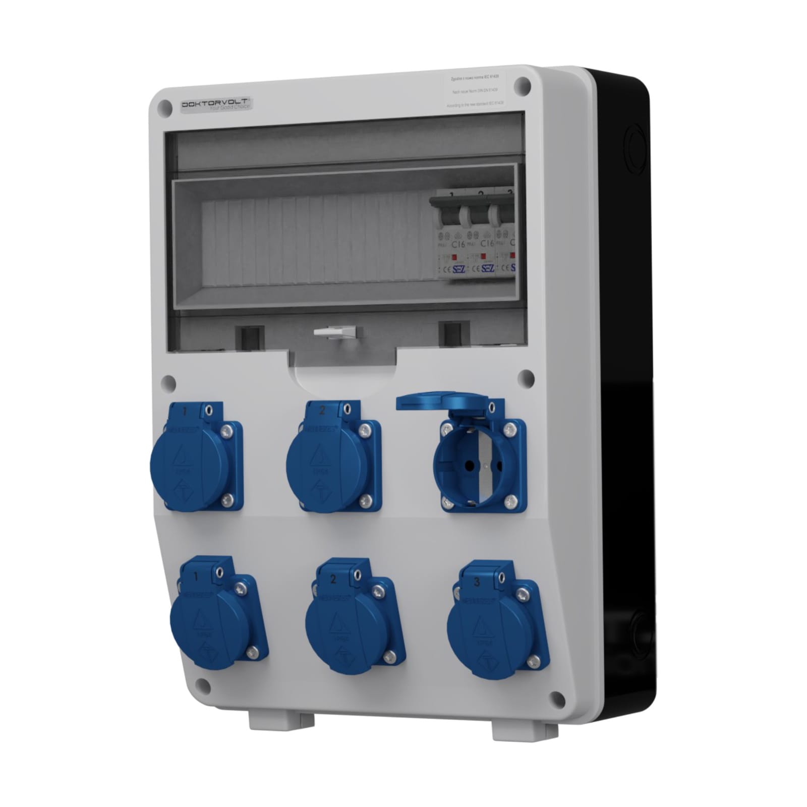 Doktorvolt Stromverteiler TD-S 6x230V mit abgesicherter Mennekes Steckdosenkombination DV-0588-D – Bild 2
