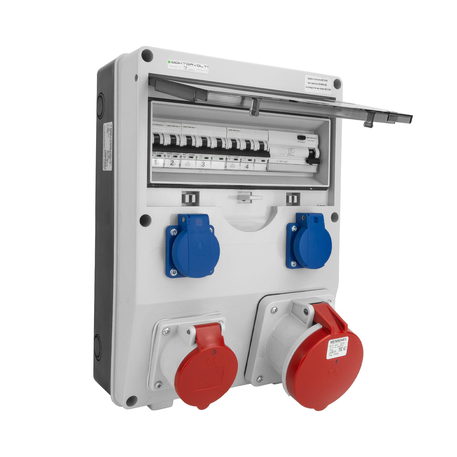 Rozdzielnica budowlana TD-S/FI 63A 16A 2x230V Schuko Doktorvolt DV-2268-D
