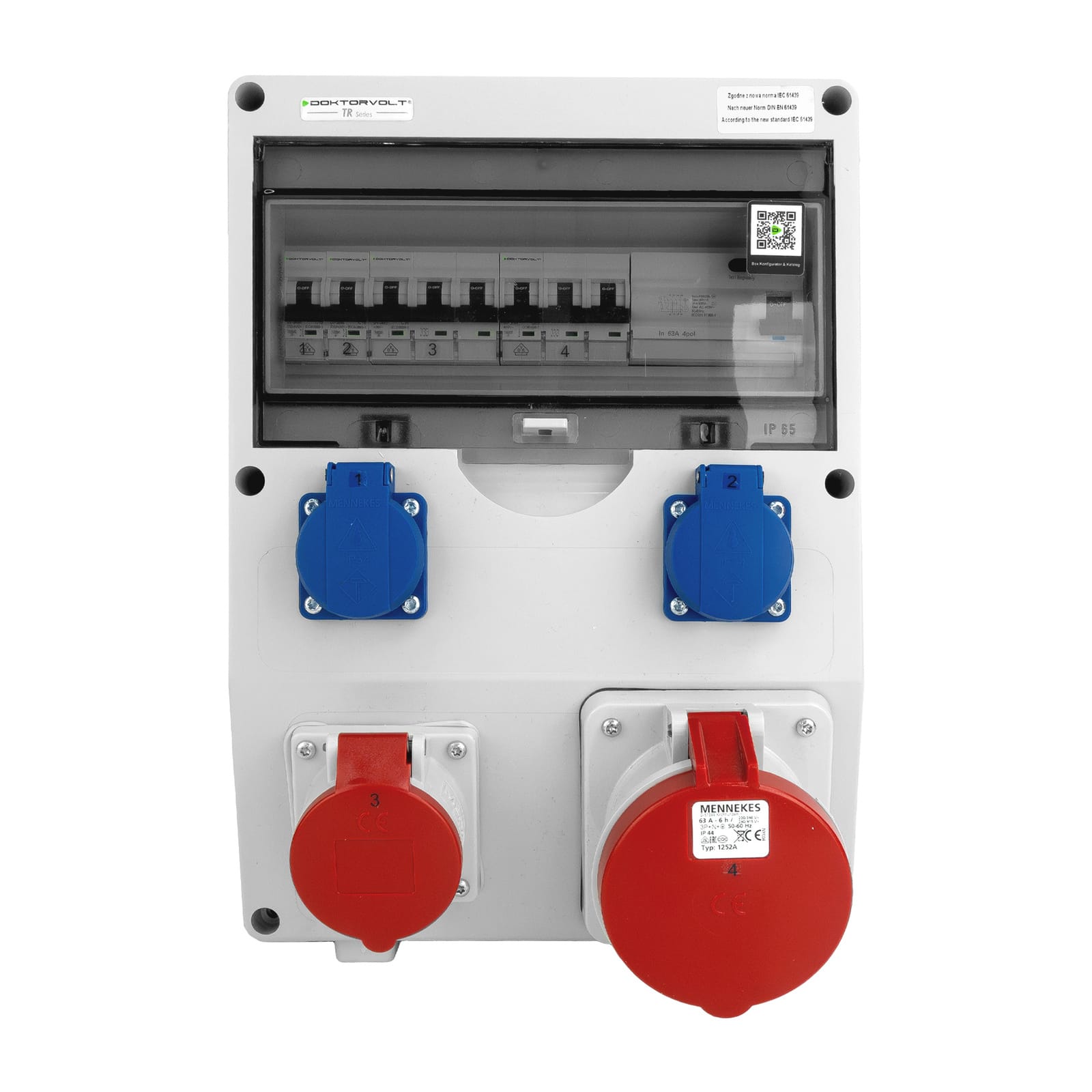 Rozdzielnica budowlana TD-S/FI 63A 16A 2x230V Schuko Doktorvolt DV-2268-D - obrazek 3