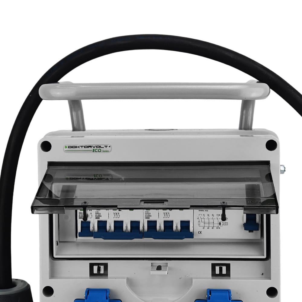 Rozdzielnica budowlana na stojaku z kablem ECO-S/FI SKHU 32A 16A 2x230V Doktorvolt® 0410 - Image 4
