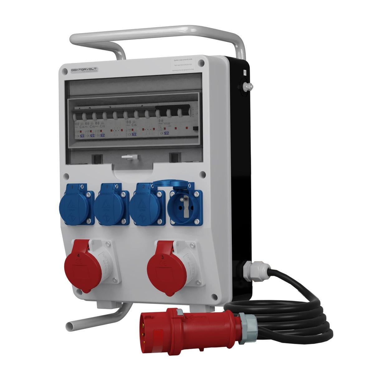 Rozdzielnica budowlana na stojaku z kablem TD-S/FI SKHU 2x16A 4x230V Doktorvolt DV-0175-F - obrazek 2