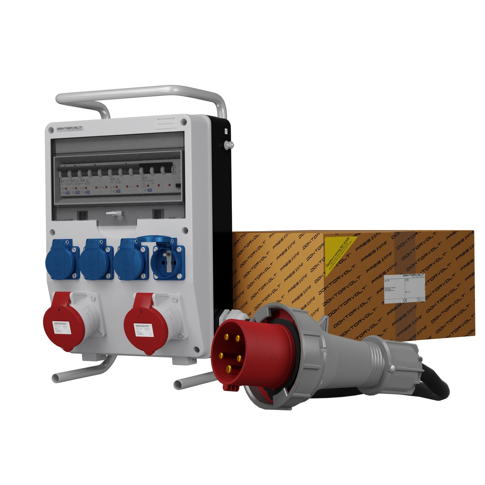 Rozdzielnica budowlana na stojaku z kablem TD-S/FI SKHU 2x32A 4x230V Doktorvolt DV-0199-F