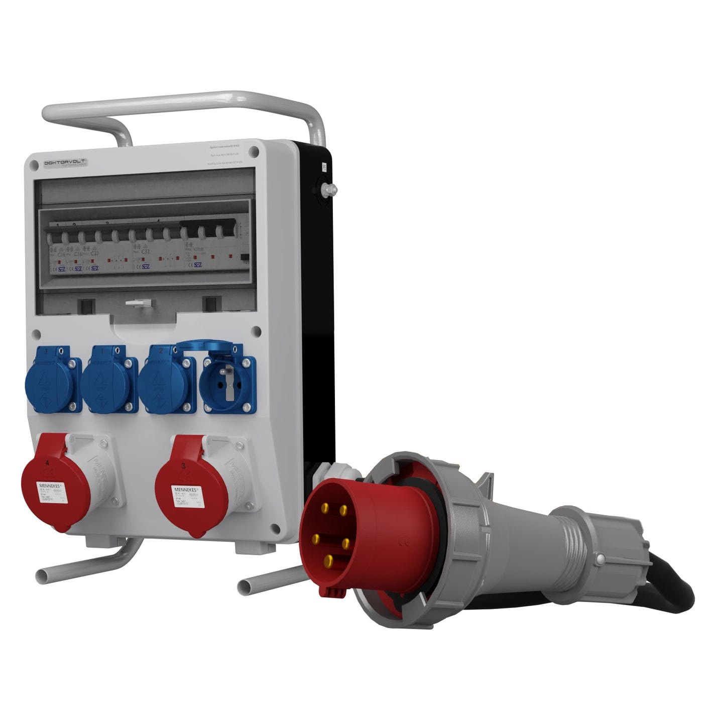 Rozdzielnica budowlana na stojaku z kablem TD-S/FI SKHU 2x32A 4x230V Doktorvolt DV-0199-F - obrazek 2