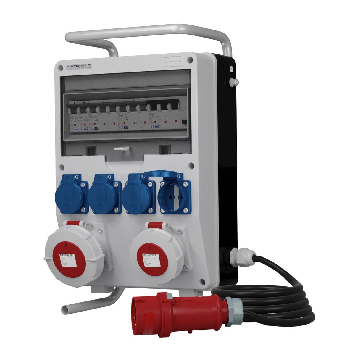 Stromverteiler TD-S/FI 32A 16A 4x230V IP54 SKHU Kabel 5x4mm2 Doktorvolt® DV-0106-D – Bild 2