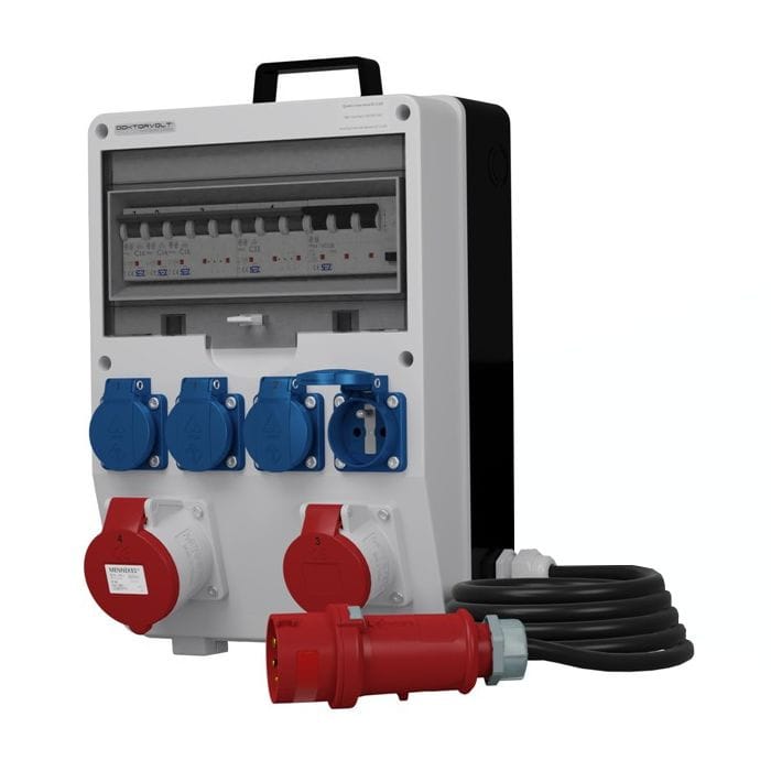 Rozdzielnica budowlana z kablem TD-S/FI SKH 32A 16A 4x230V gniazda Mennekes Doktorvolt DV-6978-F - obrazek 2