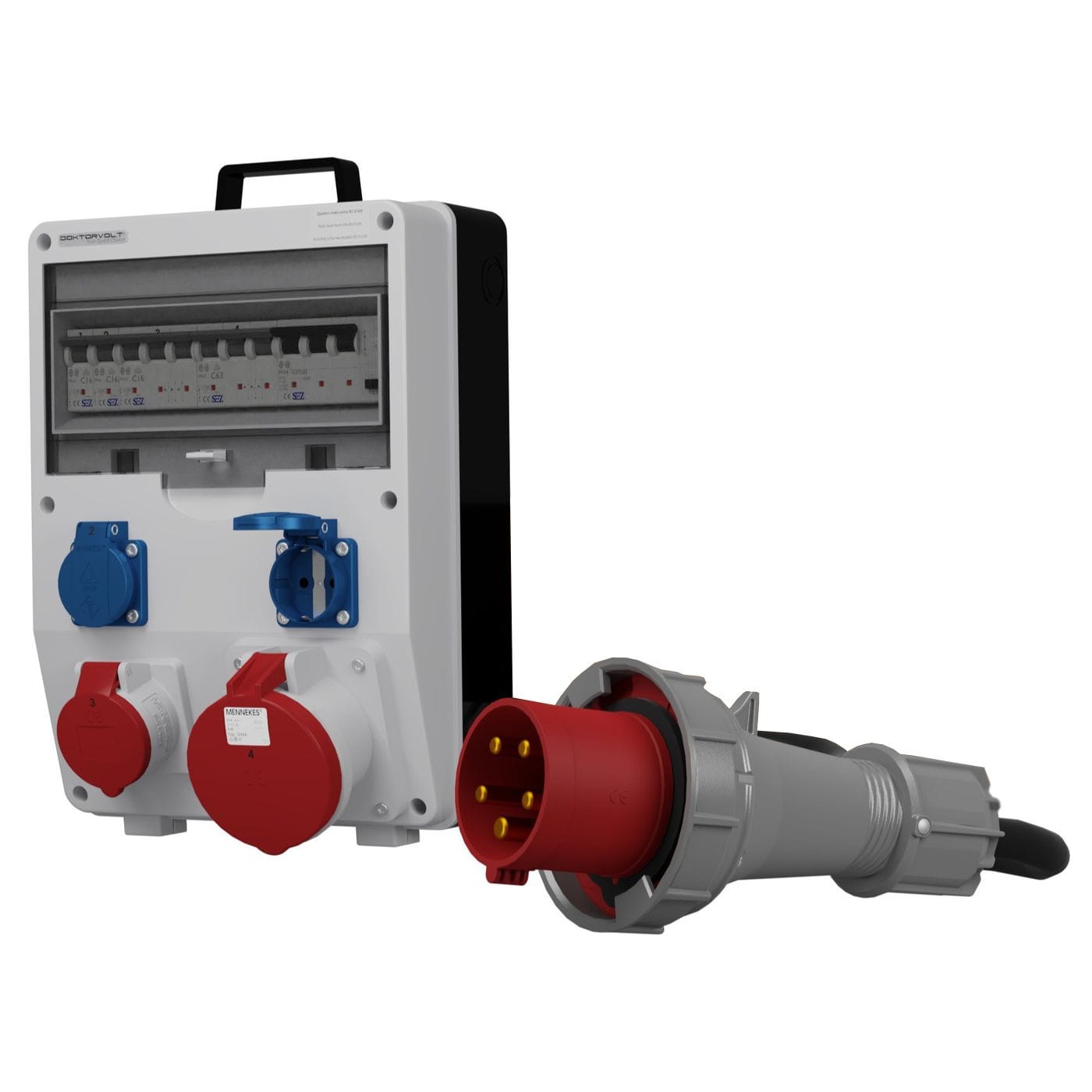 Stromverteiler TD-S/FI 1x63A 1x16A 2x230V SKH Kabel 5x10mm2 Doktorvolt® DV-0045-D – Bild 2