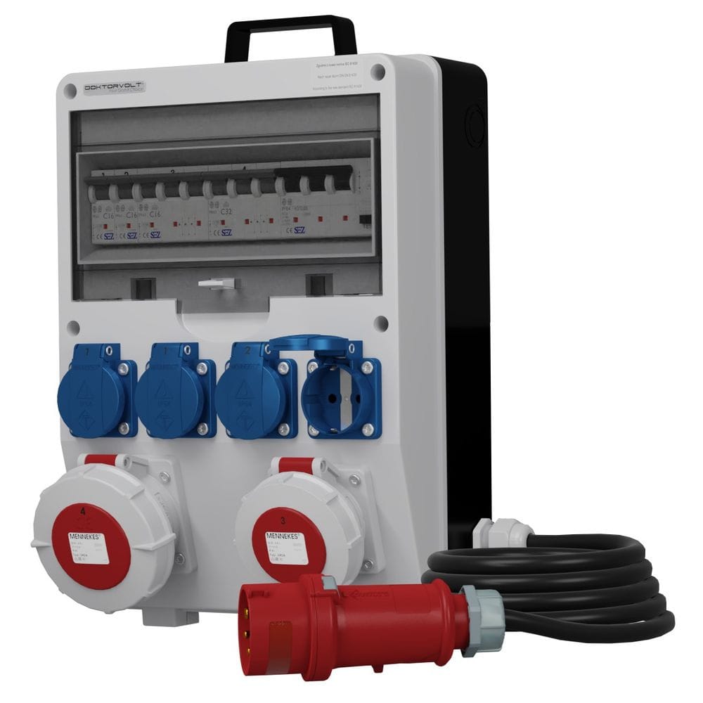 Stromverteiler TD-S/FI 32A 16A 4x230V IP54 SKH Kabel 5x4mm2 Doktorvolt DV-9733-D – Bild 2