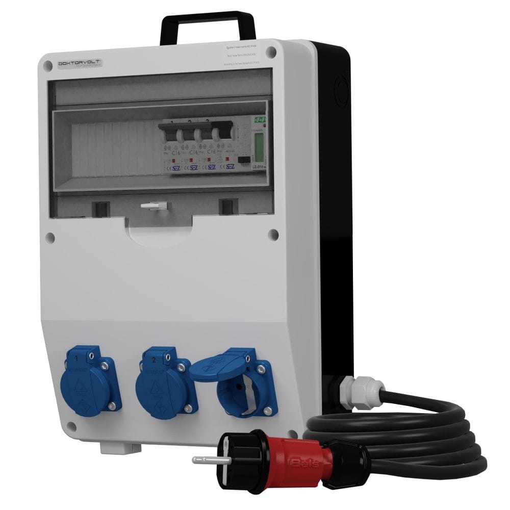 Rozdzielnica budowlana z licznikiem zużycia energii i kablem TD-S/FI SKH 3x230V Schuko Doktorvolt DV-9856-D - obrazek 2