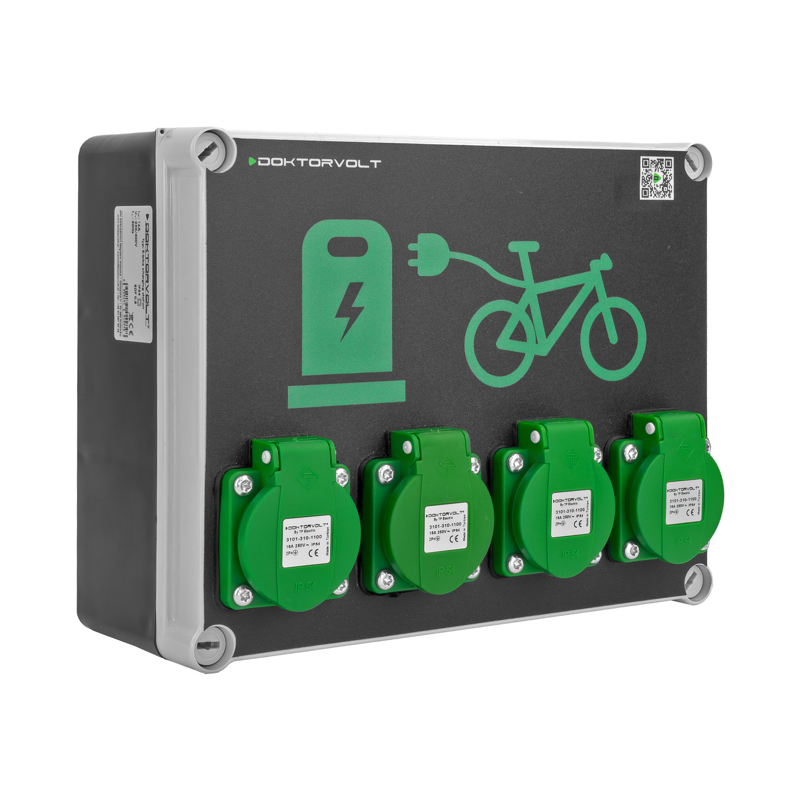 Stacja ładowania rowerów elektrycznych 4x230V Schuko IP54 ładowarka elektryczna punkt ładowania e-bike do miasta parkingu przestrzeni publicznej Doktorvolt DV-5848 - obrazek 4