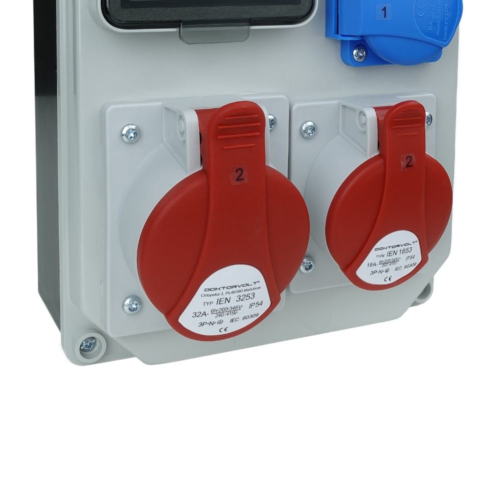 Uzbrojona rozdzielnica budowlana HL-S 32A 16A 2x230V Doktorvolt DV-5354-F - obrazek 3